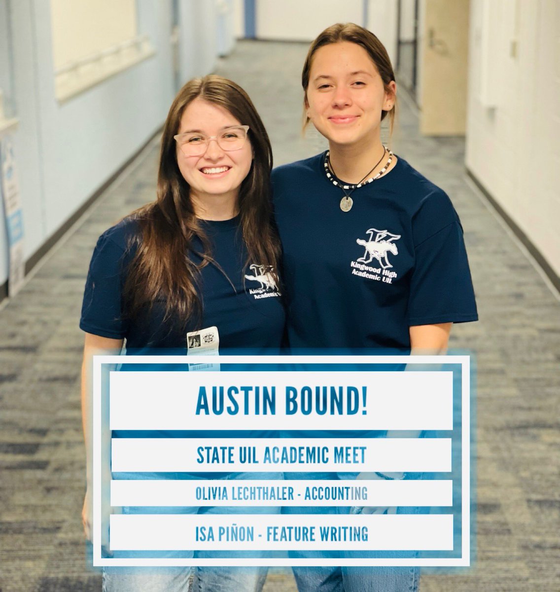 We are heading to Austin for State UIL competition Olivia for Accounting and Isa for Feature Writhing. Wish them luck!! <a href="/HumbleISD_KHS/">Kingwood High School</a> <a href="/HumbleISD_CTE/">Humble ISD CTE</a>