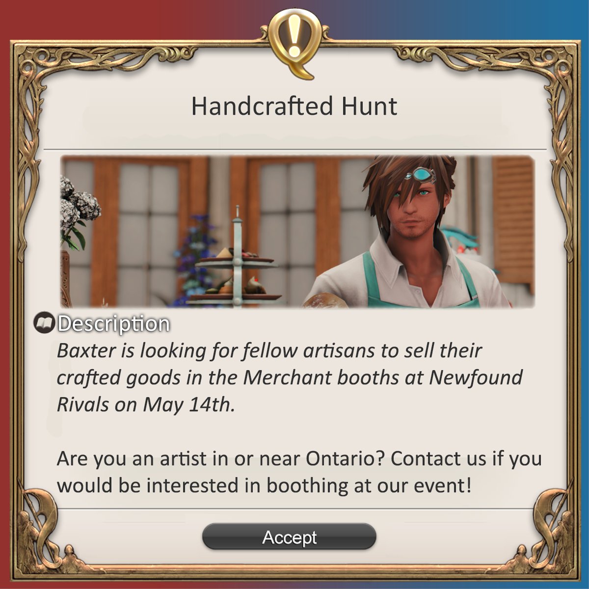 XIVOntario's tweet photo. We still have booth space available for our upcoming event, DM for more details if interested! Not an artist but know someone local? Tag them in a reply. #ffxivartist #ontarioartist #xivontario #NewfoundRivals https://t.co/Vx2yxQOsbq