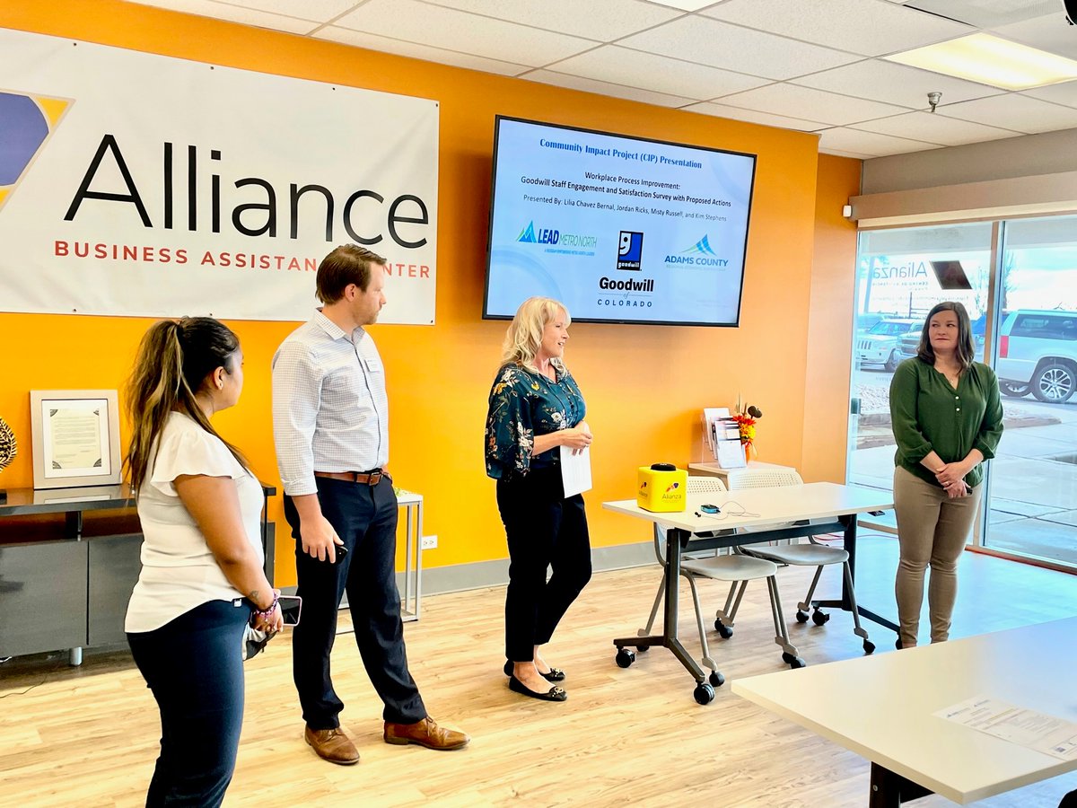 AdamsCountyREP's tweet photo. Today, our #LEADMetroNorth class shared results & successes from their #CommunityImpactProjects with area nonprofits, including @GoodwillofCO #RiverdaleAnimalShelter @WaterEdCO @FoodForHopeCO & @CareerWiseCO. What a way to impact our #AdamsCo region! https://t.co/y4sBc4Tm1M