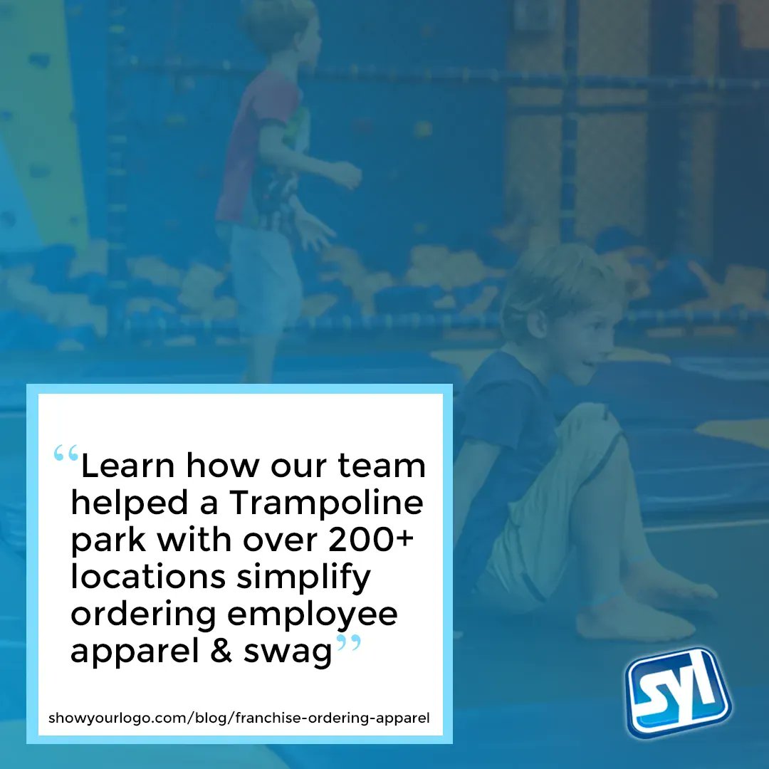 showyourlogo's tweet photo. Show Your Logo can do more than print on any promotional products for businesses, we can also help create your employee uniforms and other swag!

Click below to learn how our team helped a Trampoline park with over 200+ locations simplify ordering employee apparel &amp; company swag. https://t.co/pBUQpavIvZ