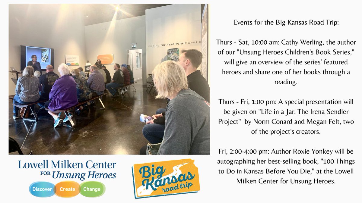 LowellMilkenCtr's tweet photo. We had a great crowd today for the 1:00 pm presentation of "Life in a Jar: The Irena Sendler Project.��� If you missed it, you can catch it again tomorrow!  #BKRT #BKRT22 #BigKSRoadTrip https://t.co/9DtY7XHSZd