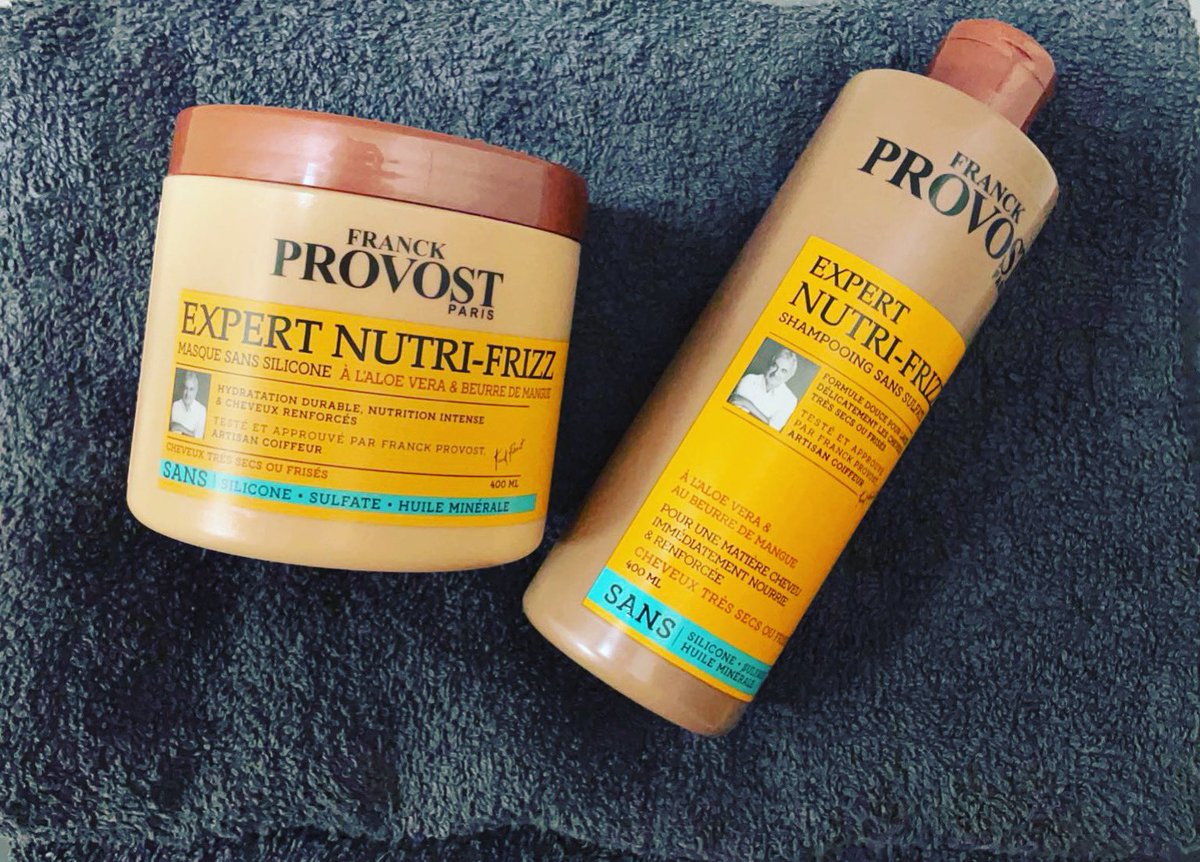 Luudy8's tweet photo. Et bonsoir à tous, j’ai le plaisir d’être sélectionnée par @sampleo , pour test le shampooing et le masque de chez Franck Provost Paris. 
Nouvelle gamme à l’aloe vera et au beurre de mangue pour les cheveux très sec ou frisés. #franckprovost #nutrifrizz #artisancoiffeur https://t.co/G4URymNzt5