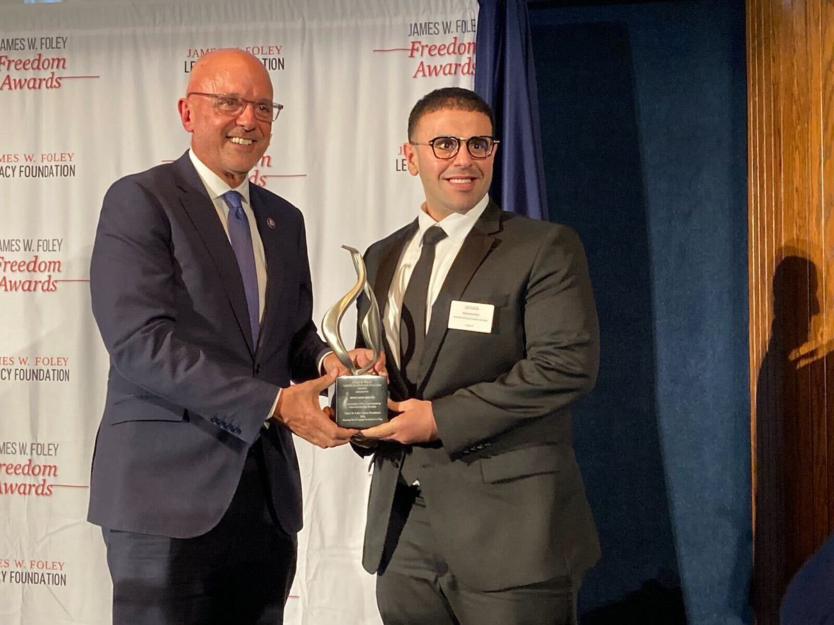 thefreedomi's tweet photo. Congratulations to our founder, @soltan, for winning the James W. Foley American Hostage Freedom Award last night in Washington, DC! https://t.co/HRmYxzVF4z
