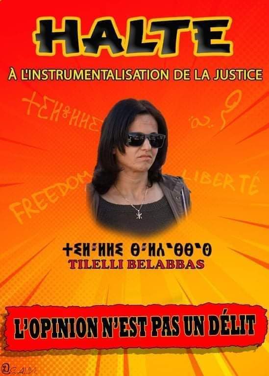 ADetainees's tweet photo. Bouira :
Tilelli Belabbas a été remise en liberté provisoire depuis quelques jours (Avril 2022).

Tilleli Belabbas a été placée sous mandat de dépôt le 17 janvier 2022.
Source: CNLD https://t.co/M5R2UGCKRt