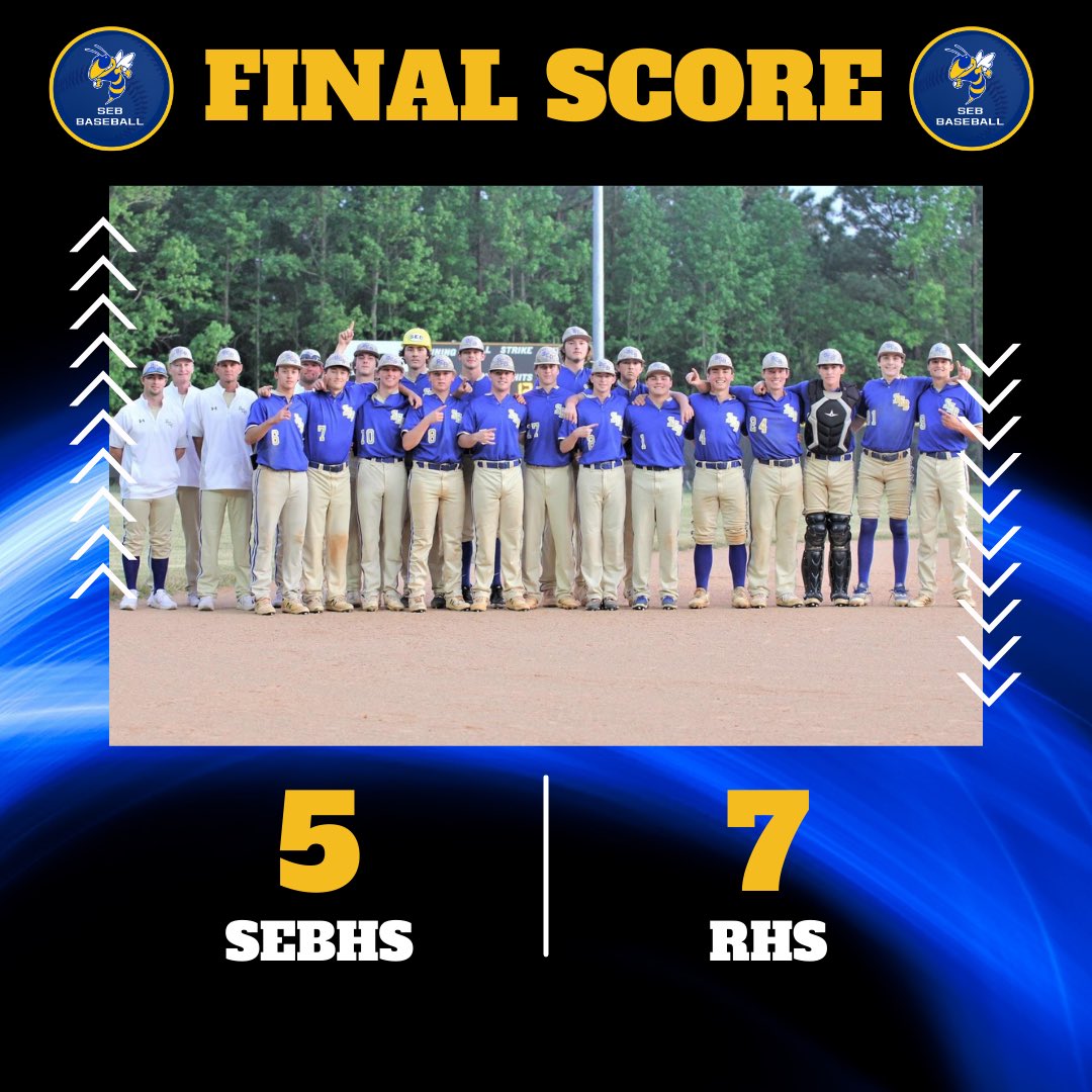 🚨 Final Score 🚨 ⚾️ @SEB_HighSchool | GAME 3 ⚾️ SEBHS 5 | REDAN HS 7 Jackets fall to Redan in extra innings to end the season.