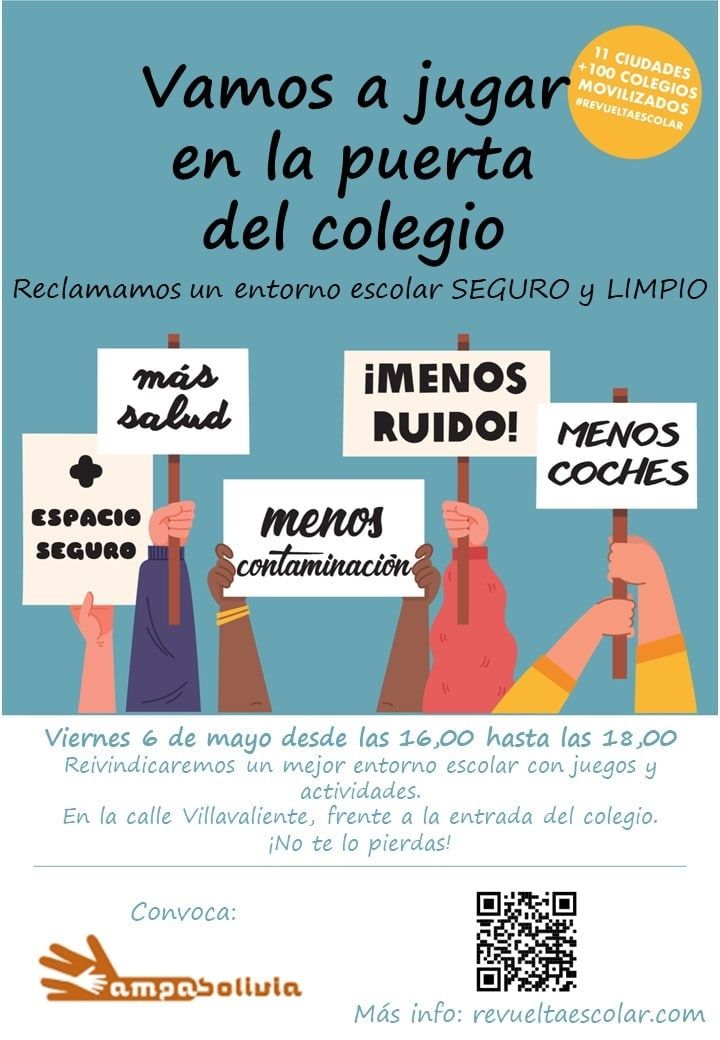 ✏️ Como desde hace más de un año, mañana saldremos a la calle a reclamar que Madrid esté a la altura de Europa en la pacificación de los entornos escolares. La comunidad educativa merece respirar cuidados y no humo. #RevueltaEscolar #StreetForKids