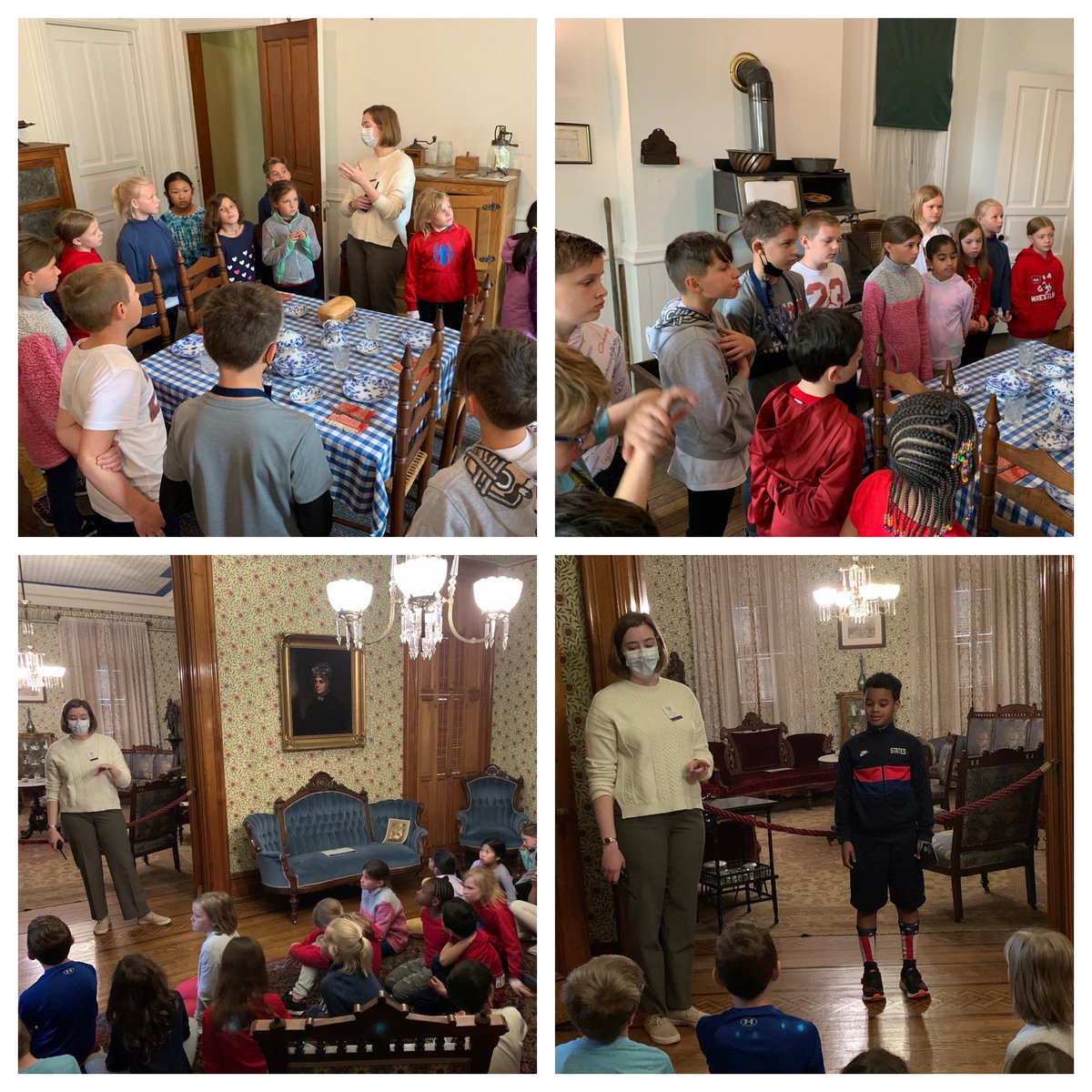 The Benjamin Harrison home and a Coming to America program! It was great to be learning outside of the classroom today! Thank you PTO for covering the cost of our field trip!