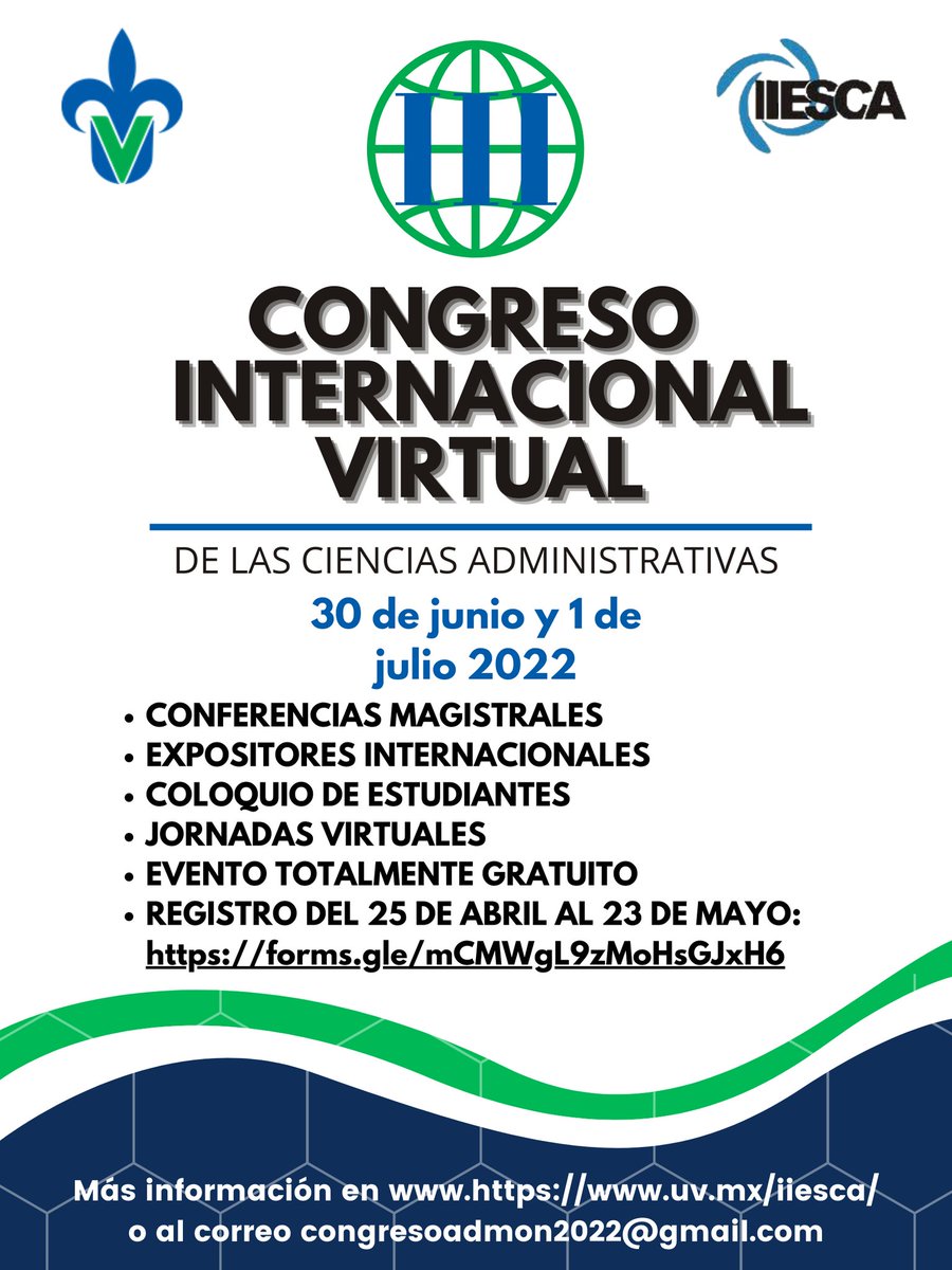 CEOA_UV's tweet photo. 🟢 Los invitamos al III Congreso Internacional Virtual de Investigaciones en las Ciencias Administrativas, organizado por el Instituto de Investigaciones y Estudios Superiores de las Ciencias Administrativas #IIESCA
📌 30 de junio y 1° de de julio 2022
#ConferenciasMagistrales https://t.co/9MHJv6dlP9