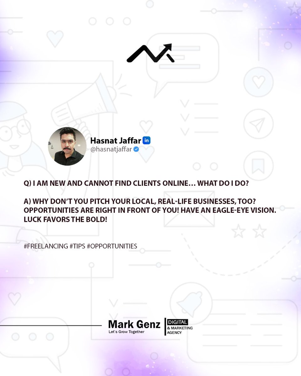 markgenzglobal's tweet photo. How to find clients... 

#freelancing #tips #oppurtunities #freelancingtips #facebookmarketing #facebookads https://t.co/2hG0uG5BNG