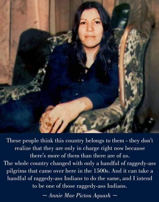 BarbaraXLow's tweet photo. Annie Mae Pictou Aquash spoke out about the sexism and crap she was enduring on the frontline at #WoundedKnee2.
For that, other members of the American Indian Movement (A.I.M.) tortured, raped and murdered her.
#MMIWG
#StayRaggedyAssed https://t.co/jdHxFEfwul