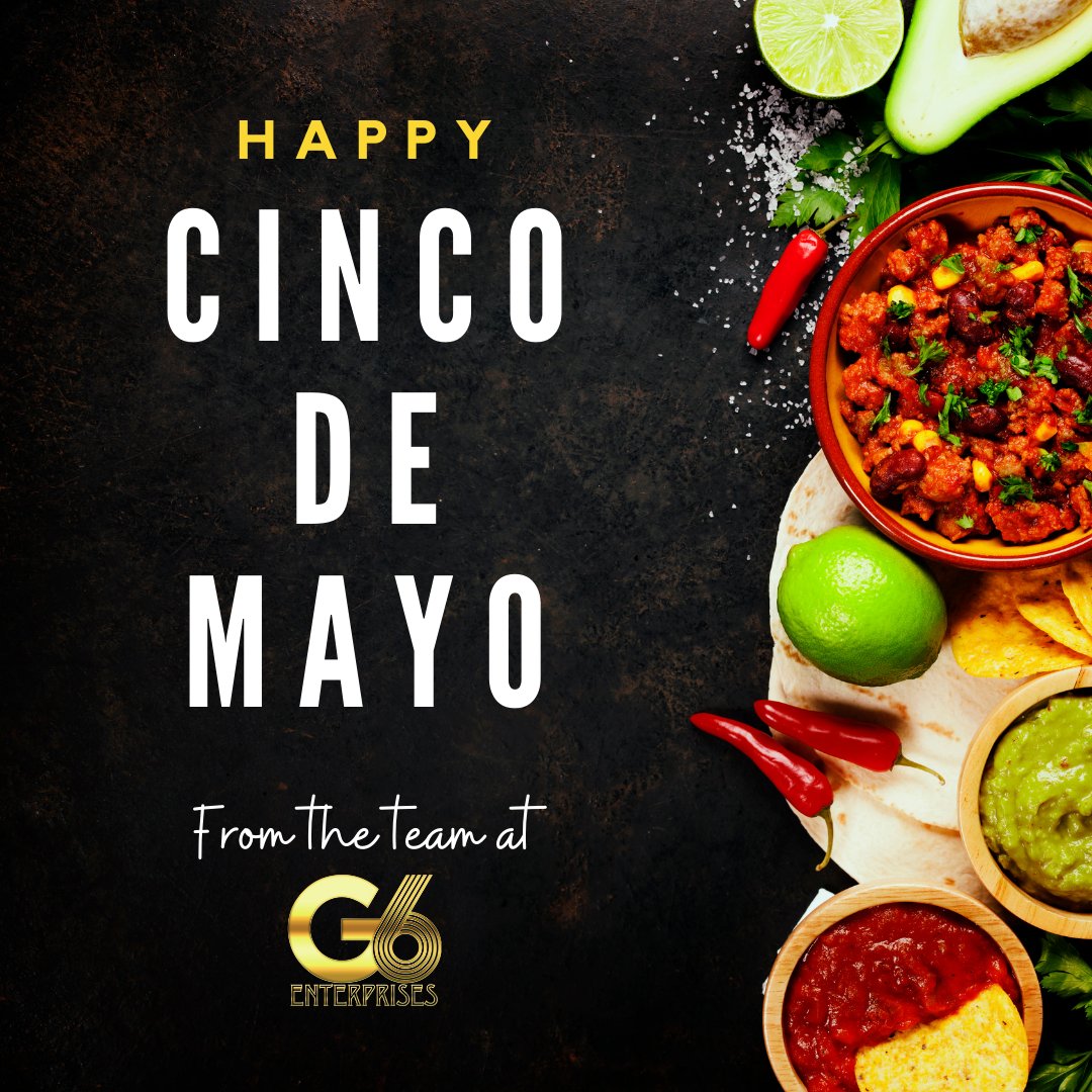 G6Enterprises's tweet photo. Happy #CincoDeMayo from your G6 Team!  We all love a "come-from-behind" victory, being too familiar with these types of victories in sports. This is what this day is all about.  Enjoy!
https://t.co/7bjlboUmGB

#venturecapital #startups #sports #business #consulting #NFTs #NIL https://t.co/NZPOsXAJz6