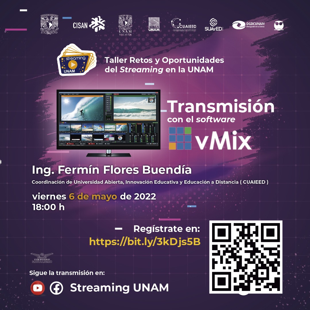 hellboy_79's tweet photo. El Taller Retos y Oportunidades del #StreamingUNAM #OrgullosamenteUNAM Registro a la sexta sesión de capacitación del Taller de Streaming UNAM con la temática: Transmisión con el software vMix. (06 de mayo 2022 -18:00 hrs.) Url: https://t.co/SIkI5NYsAW https://t.co/uKzZztFDdx