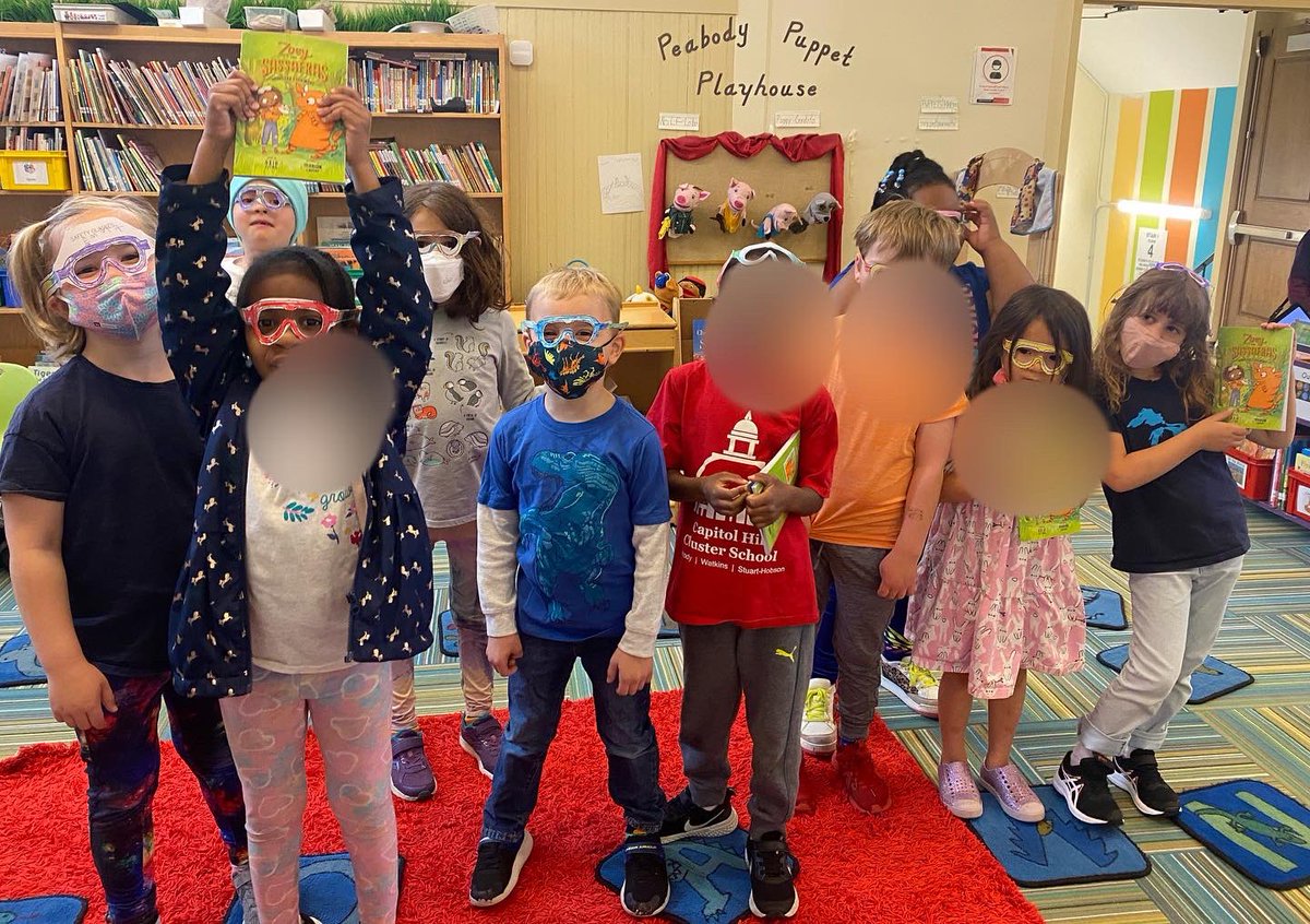 Excited to have kindergarten/caregiver chapter book clubs back in person <a href="/peabodywatkins/">Peabody and Watkins Elementary Schools</a> ! First gathering today for @asiacitroauthor book “Zoey &amp; Sassafras Monsters &amp; Mold” &amp; after doing a character map, students made their own “thinking goggles”!@DcpsLibrary <a href="/dcpublicschools/">DC Public Schools</a>