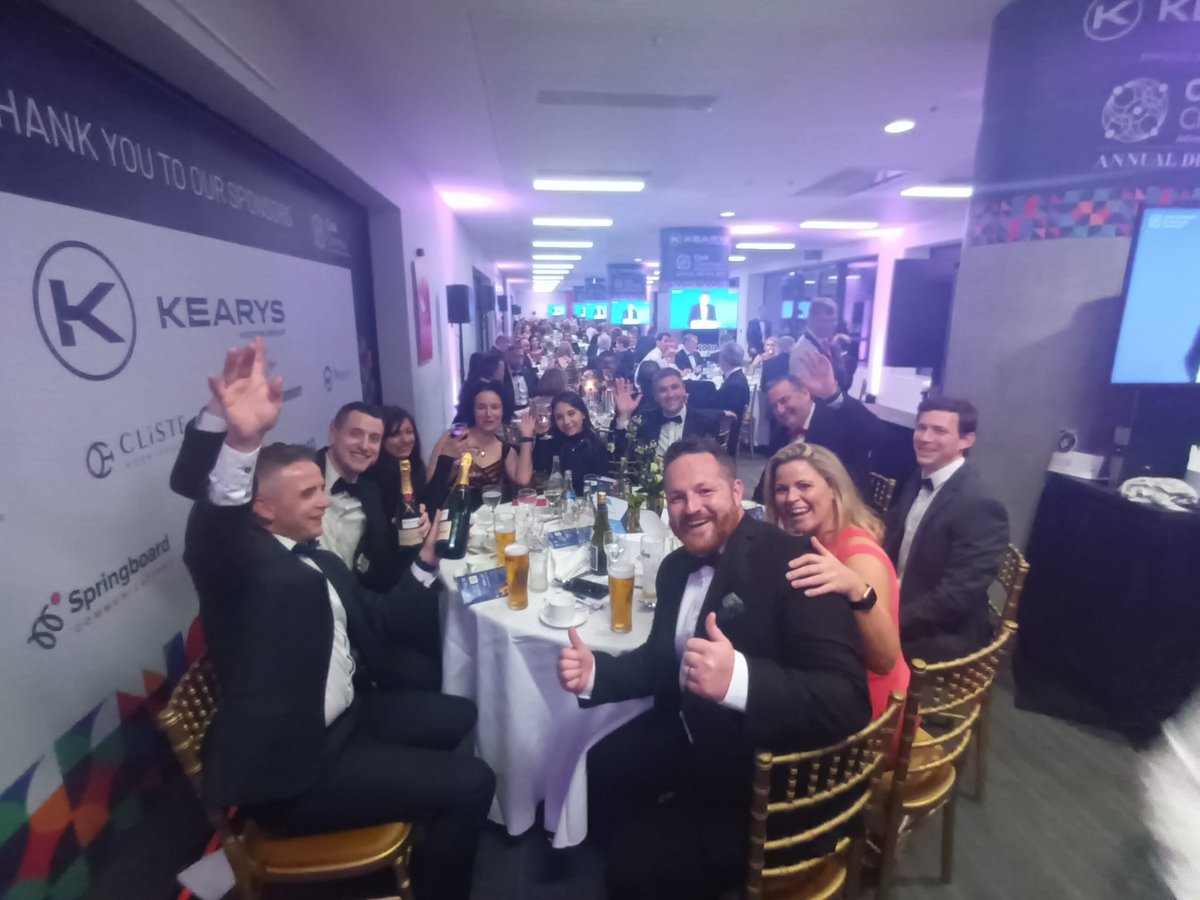 SpringboardCom's tweet photo. Congratulations to @CBMSheridan and Co at table 31 for winning tonight's #SpringboardAt10 prize at the @CorkChamber Annual Dinner 🥳

It really was a team effort 😂👏

#CCAD22 https://t.co/CJ8C8NhV5F