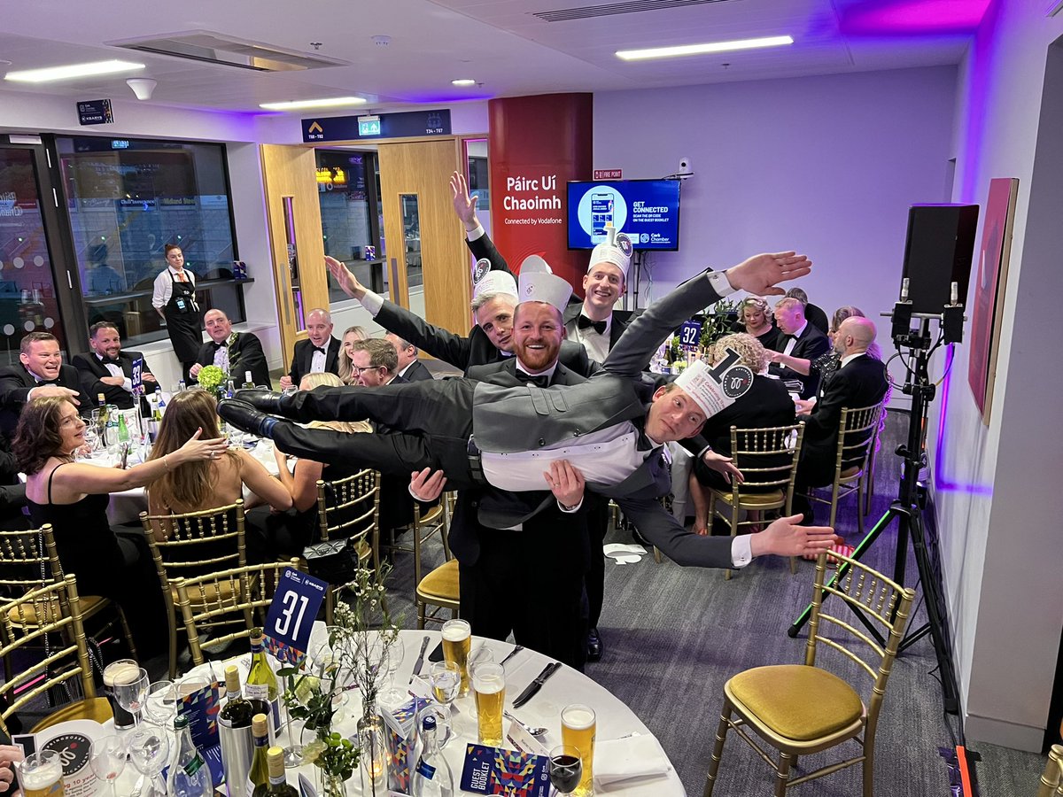 SpringboardCom's tweet photo. Congratulations to @CBMSheridan and Co at table 31 for winning tonight's #SpringboardAt10 prize at the @CorkChamber Annual Dinner 🥳

It really was a team effort 😂👏

#CCAD22 https://t.co/CJ8C8NhV5F