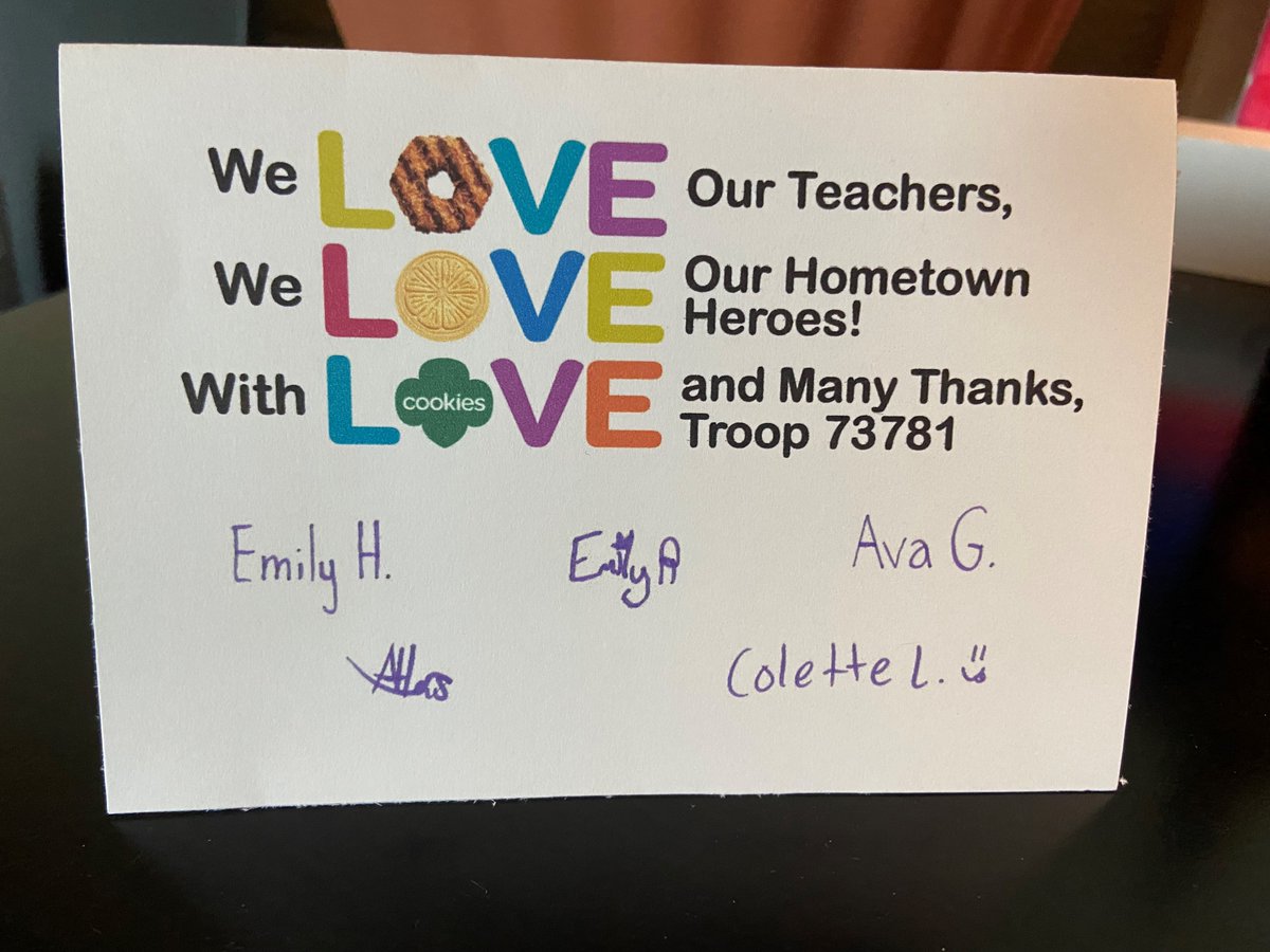 Our Girl Scouts appreciated our teachers with boxes of Girl Scout Cookies!! #TeacherAppreciationWeek2022 #BruinProud #PSDProud