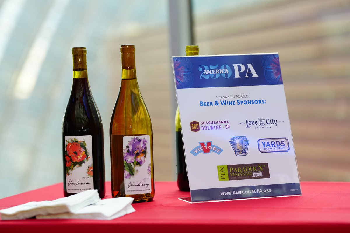 America250_PA's tweet photo. Thank you to @PDXvineyard and all of the #EPIC Pennsylvania breweries that generously donated beer and wine for our Spring Reception!
@SBCbeer
@lovecitybrewing
@VictoryBeer
@yardsbrew
@BrewersofPA
#PAProud #PAMade #ThankYou #EveryCounty #EveryPennsylvanian #Celebrate https://t.co/Cnq8Rc34Bw