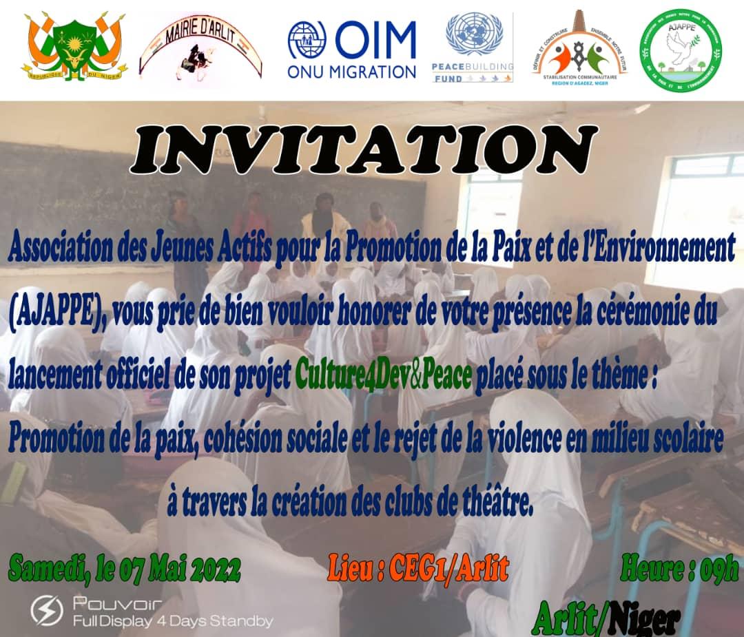 mayaki37450211's tweet photo. #Culture4Dev&amp;Peace...

À travers ce projet nous allons faire des élèves des véritables vivier de développement, de promotion de la paix et la non violence. 

#AJAPPE... https://t.co/AzVQWdd7H2