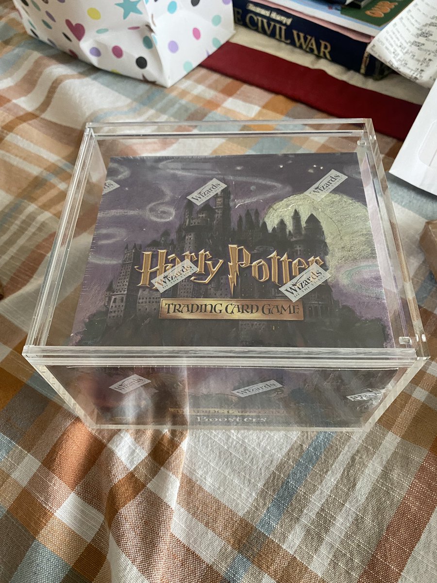 ArcadeCouple's tweet photo. Harry Potter WOTC sealed booster base set box break! 36 packs total. $10 per pack or $37 for 4 packs just add $4 for shipping regardless of how many packs you take! No date set yet for break (Ben is recovering 🦷) @TGNCards @GoldsackShannon @Hobby_Connect @HobbyRetweet_ https://t.co/fFXnEZRuL4