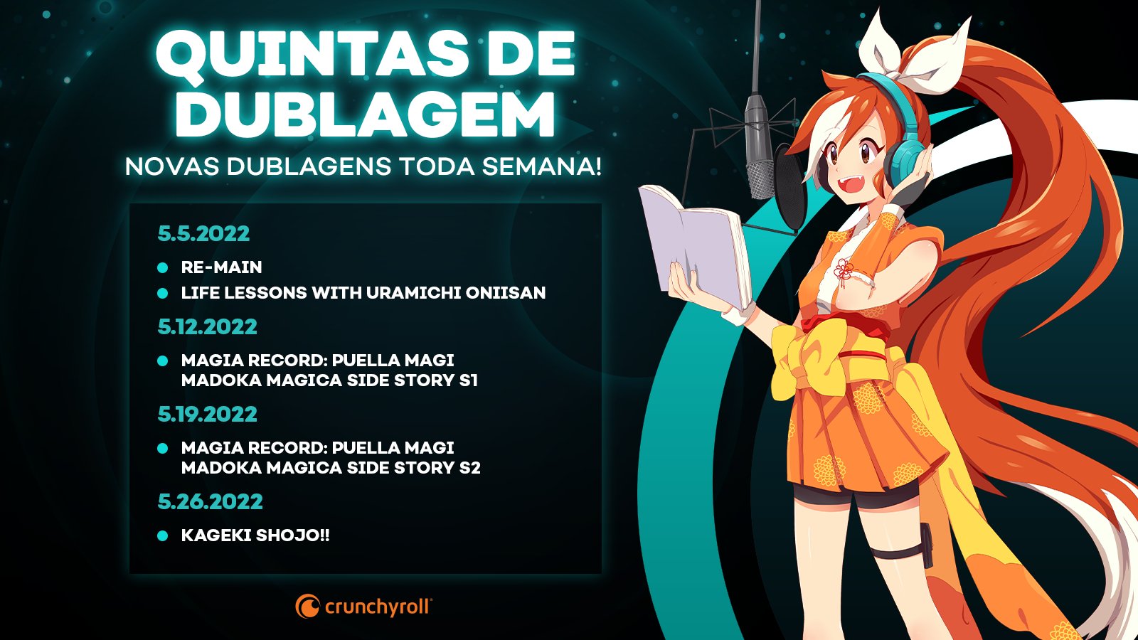 Crunchyroll Brasil ✨ on X: Quinta-feira é dia de Quintas de Dublagem! 🗣🎶  As dublagens brasileiras de Re-Main e Life Lessons with Uramichi Oniisan já  estão disponíveis aqui na Crunchyroll!  /