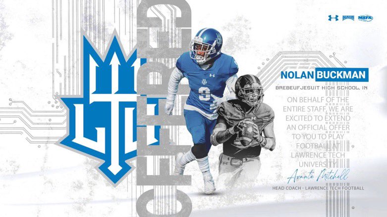 Nolan Buckman (@nolanbuckman5) on Twitter photo Excited to say I have received my first offer to play football at the next level from Lawrence Tech University. Thank you <a href="/CoachLaca/">Cheyne Lacanaria</a>. <a href="/BJPSFootball/">Brebeuf Football</a> <a href="/xfactorQB/">Anthony Morelli: X-Factor QB Academy</a> <a href="/IndianaPreps/">Indiana Preps</a> <a href="/PrepRedzoneIN/">Prep Redzone Indiana</a> <a href="/IndyWeOutHere/">IndyWeOutHere ‼️</a> <a href="/Bryan_Ault/">Bryan Ault - Midwest Scout</a> Excited to say I have received my first offer to play football at the next level from Lawrence Tech University. Thank you <a href="/CoachLaca/">Cheyne Lacanaria</a>. <a href="/BJPSFootball/">Brebeuf Football</a> <a href="/xfactorQB/">Anthony Morelli: X-Factor QB Academy</a> <a href="/IndianaPreps/">Indiana Preps</a> <a href="/PrepRedzoneIN/">Prep Redzone Indiana</a> <a href="/IndyWeOutHere/">IndyWeOutHere ‼️</a> <a href="/Bryan_Ault/">Bryan Ault - Midwest Scout</a>