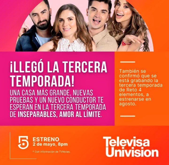 Realiteros03's tweet photo. Entonces?
La cuenta oficial de @TUPrensa dió a conocer que #Reto4Elementos llegará a @MiCanal5 asta Agosto y no en julio 👇
Cómo se tenía planificado.
Comenta aquí abajo ⬇️. https://t.co/KPUw8jj6eV