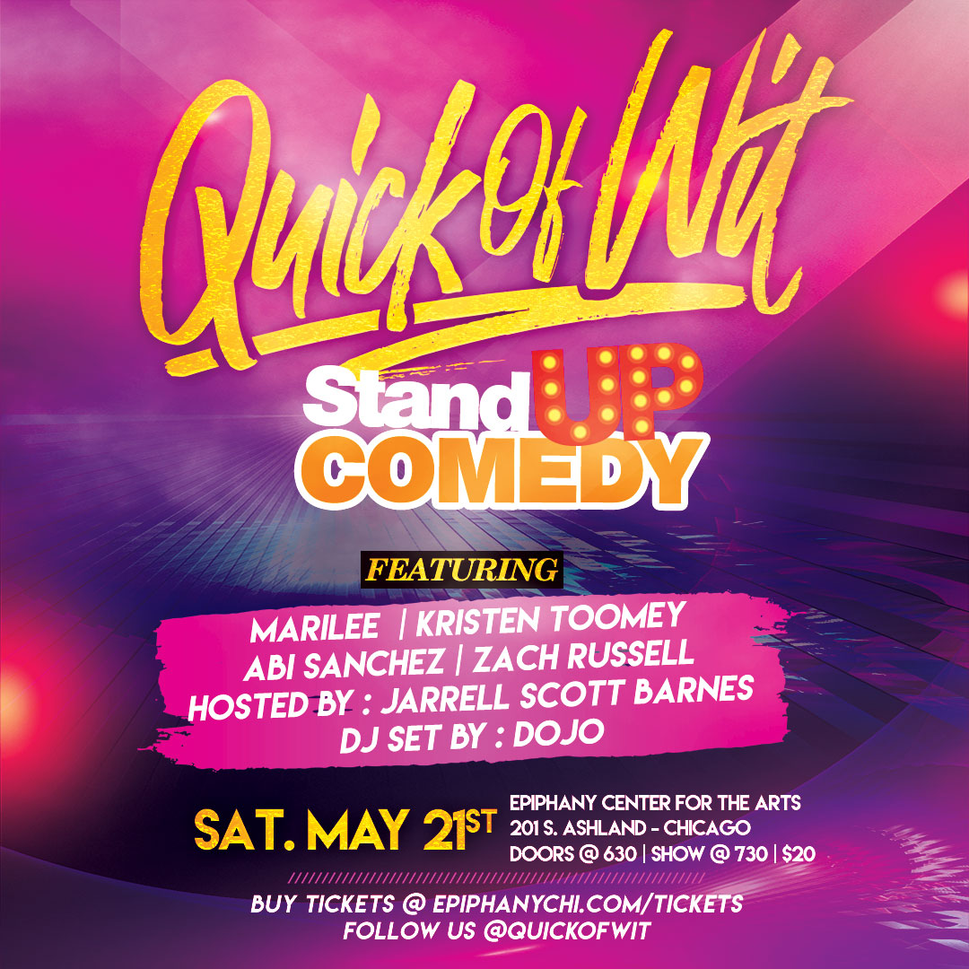 QuickOfWit's tweet photo. 💥 💥  NEW #QuickOfWit SHOW ALERT!  💥 💥  Click on the link for ALL of the details!
https://t.co/FQvosZlnM8

#QOWShow #ComedyShow #Comedy #Comedian #jokes #Humor #Funny #Laughs #Laugh #Haha #standup #Chicago #JarrellScottBarnes #Marilee #KristenToomey #AbiSanchez #ZachRussell https://t.co/89mFRhjomc