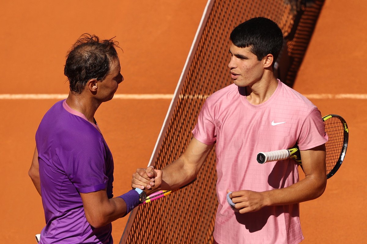 usopen's tweet photo. Rafael Nadal and Carlos Alcaraz will meet for a second consecutive year in Madrid.

Rafa took the first match 6-1, 6-2. https://t.co/t3qyg9GbAE