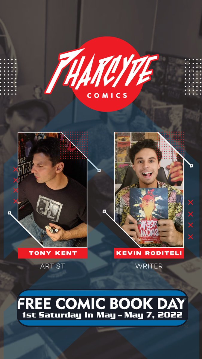 pharcydecomics's tweet photo. @KevinRoditeli from @happytankcomics will be at the shop with Tony Kent for #FCBD2022 11am-4pm https://t.co/tlXM82xBoL