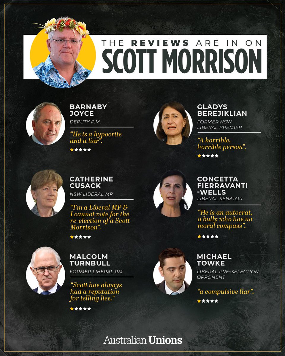 JCie73's tweet image. Australians know #ScottyTheCompletePsycho won’t change. #ausvotes