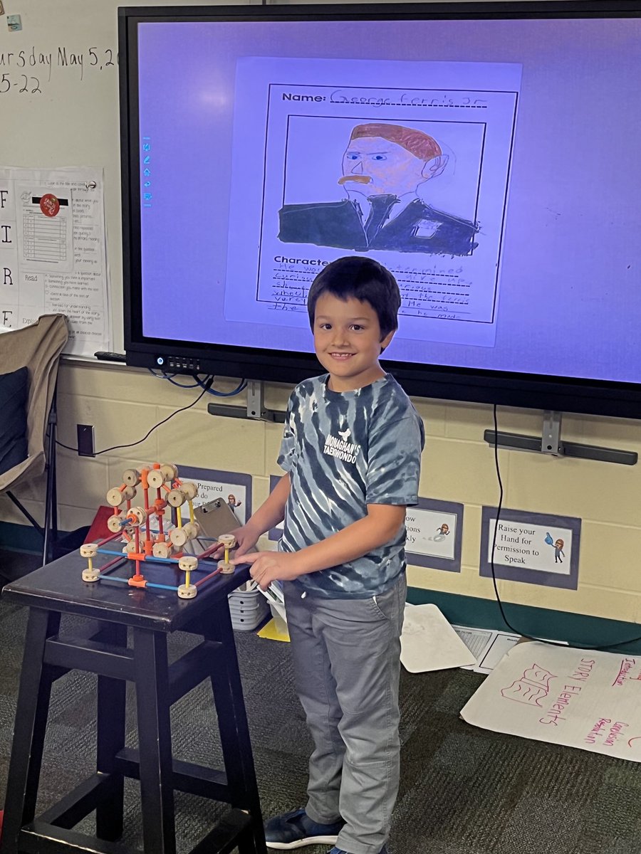 Another fabulous inventor presentation! Check out the Ferris Wheel prototype made with Tinker Toys! ⁦<a href="/CarterBCE3/">Lori Carter</a>⁩ ⁦<a href="/BearCreekElem/">Bear Creek</a>⁩ #teambce
