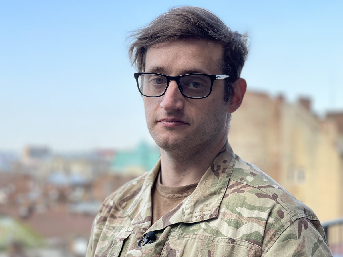 StephJenzer's tweet photo. He goes by the name "Shadow". He's Canadian and he's fought on the front lines of the war in #Ukraine. Hear his remarkable, harrowing stories, as told to @davidcommon tonight on @CBCTheNational and @CBCWorldatSix https://t.co/HUMeqYp5gh