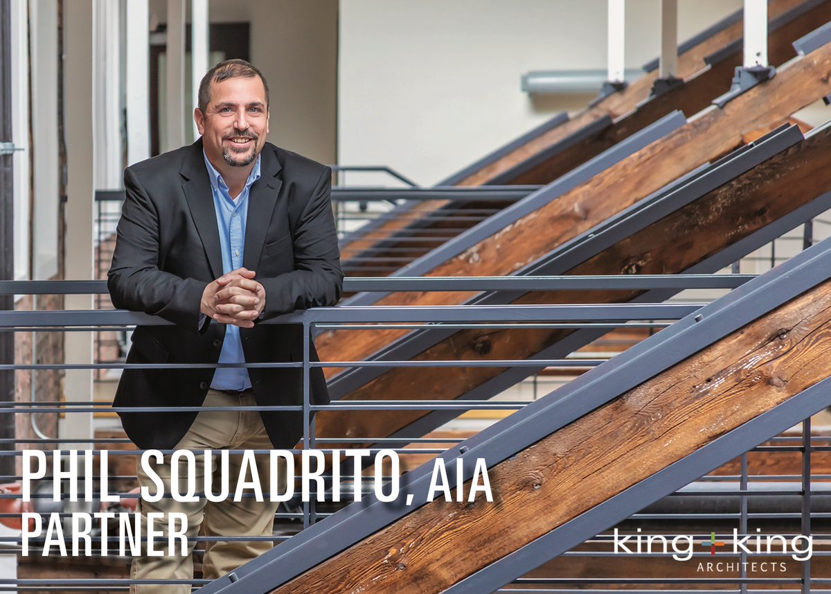 kingarchsyr's tweet photo. King + King Architects is excited to announce the promotion of Phil Squadrito as the newest partner in the firm.  For over 23 years Phil has made significant contributions as a Project Manager and most recently Associate Principal. Congratulations Phil! https://t.co/SOqeJJIEQq