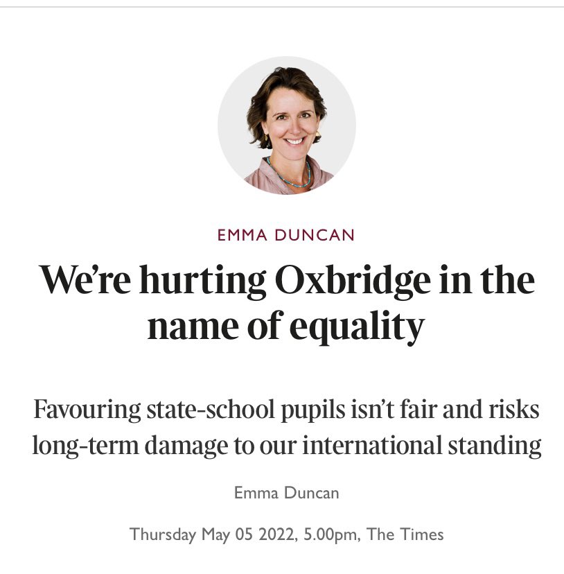 Phil_Baty's tweet photo. Two articles today claiming that letting more state students into Oxbridge will damage their standing in the international rankings. I know a bit about international rankings and can confidently say that’s absolute nonsense. https://t.co/TDOMd8tqIS