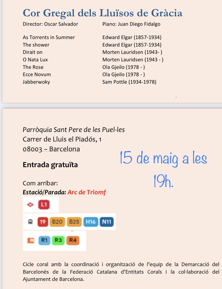 corgregal1's tweet photo. Concert #corgregal #maigcoral dia 15 de maig a les 19h. A Sant pere de les Puel·les https://t.co/4oagILt1al