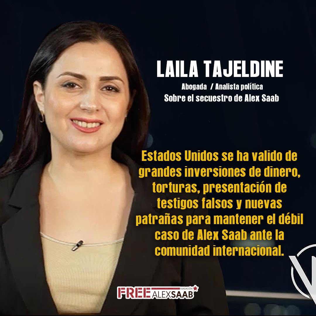 BellaYurimar1's tweet photo. Señaló Laila Tajeldine, que el
descaro de Washington se hizo evidente cuando inventó un falso testigo (Bruce Bagley), para acusar a Alex Saab pese a que sus abogados desmintieron los vínculos entre ambos.
#DefendemosAVenezuela
@ONU_es @StateDept @SecBlinken @WhiteHouse https://t.co/S6NtSlQzIn