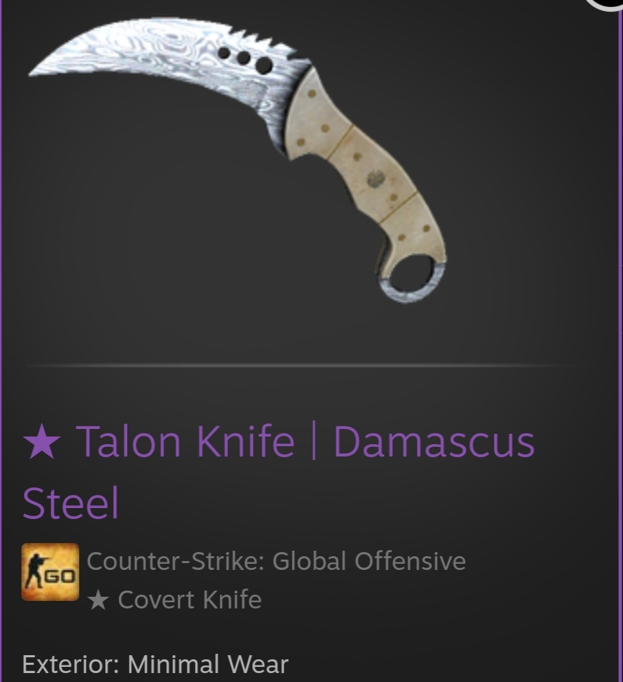 🔥CS:GO KNIFE GIVEAWAY🔥

Talon Knife | Damascus Steel (Minimal Wear)

To enter:

✅Follow me (<a href="/KildePedde/">KildePedde</a>)
✅RT
✅Tag a friend

⚡Rolling in 72 hours⚡
#CSGOGiveaway #CSGO #csgoskinsgiveaway #Giveaways #cryptogiveaway
