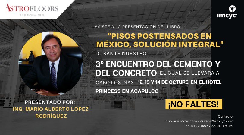 imcyc_oficial's tweet photo. No te pierdas la presentación del libro del Ing. Mario Alberto López Rodríguez de Astrofloors en nuestro 3° Encuentro del Cemento y del Concreto
Te esperamos
#Pisos #Concreto #Cemento #Construccion #Imcyc https://t.co/WWr2QHIqPL