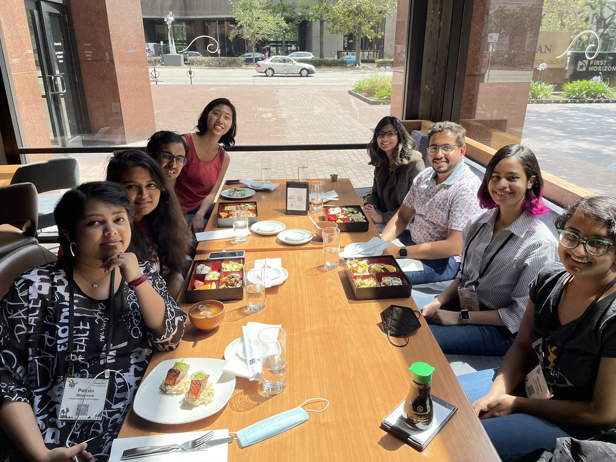 Last lunch at #CHI2022! Great to meet Health+HCI folks from other schools in person! <a href="/UW/">University of Washington</a> (<a href="/avakaya_annam/">Naveena Karusala</a>), <a href="/cmuhcii/">CMU Human-Computer Interaction Institute</a> (<a href="/kmarkiv/">Vikram Kamath 👀 academic/research roles</a>), <a href="/GeorgiaTech/">Georgia Tech</a> (<a href="/_karthik_bhat/">Karthik S Bhat</a>, <a href="/amyzlc/">Amy Chen</a>, <a href="/azraism/">Azra Ismail</a>, <a href="/niharika1011/">Niharika Mathur</a>) and <a href="/IndianaUniv/">Indiana University</a> (<a href="/PallabiB09/">Pallabi Bhowmick</a>).