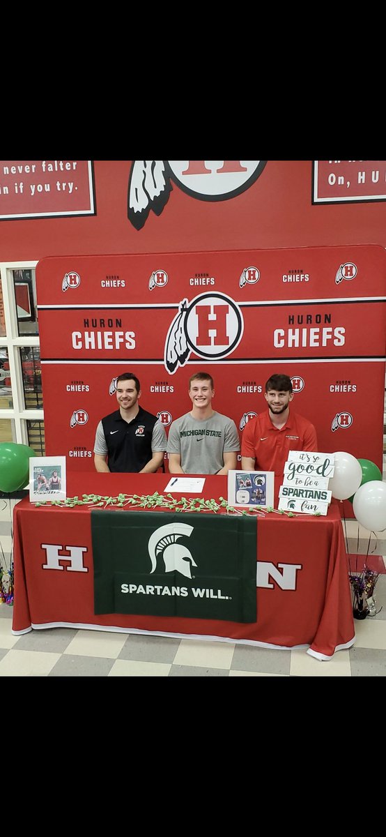 HuronWrestling's tweet photo. Big congrats to our man Kael Wisler on signing to wrestle in the Big Ten Conference at Michigan State University! We’re all so proud and can’t wait to see what you do! #gogreen https://t.co/N3U4148WOL