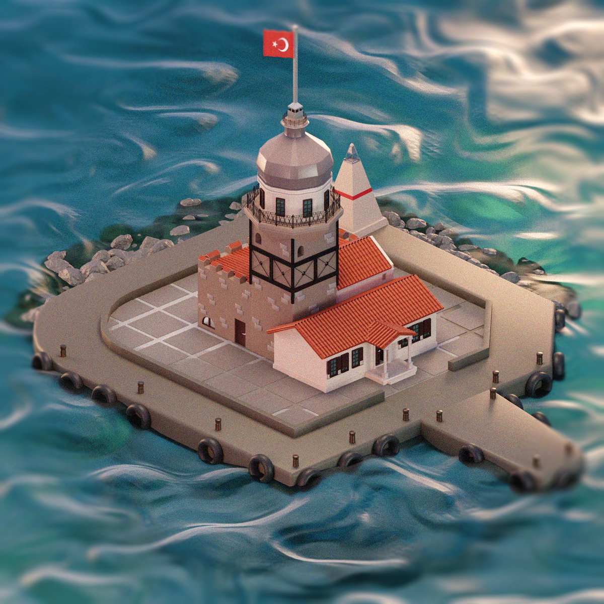 askarogluart's tweet photo. Hi all. I Just finished my new #3D project. This building is called Maiden's Tower (Kız Kulesi) from #istanbul / #turkey
#NFTCollection #NFTCommmunity #NFTartist #NFTshill #NFTGiveaway #nftart #NFTGiveaways #NFT https://t.co/3EF7hUBdrN