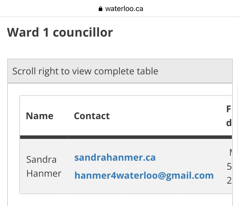 Sandra Hanmer has filed her nomination papers to seek re-election in Waterloo’s Ward 1!