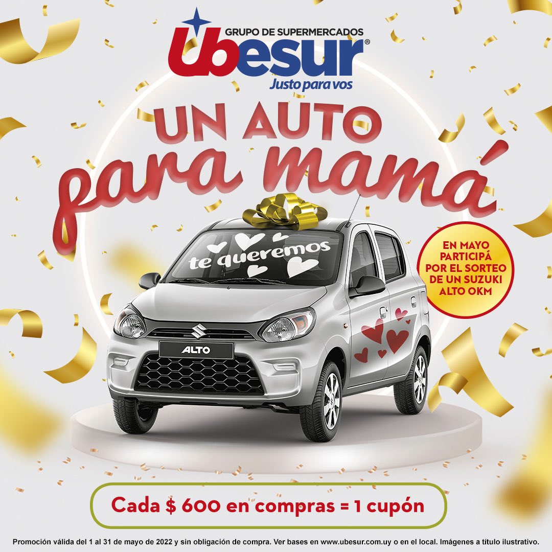 ¡Este mes es muy especial, vamos a estar sorteando un auto Okm. ❤️🎉🚘

¡No te lo pierdas! 💪🏼

#mailingmayo2022 #ofertas #precios #ubesurapp #ubesur #sorteos #MesDeMAMÁ #premios #AUTOOKM