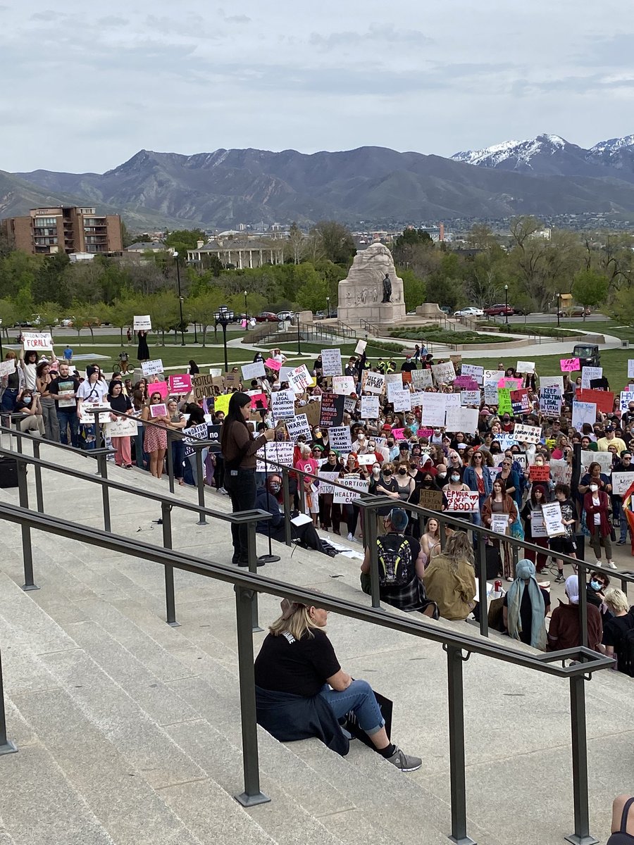 carlene_coombs's tweet photo. .@ErmiyaFanaeian leds the crowd in a chat of “People, Power.” She adds that Roe v Wade wasn’t “handed to us on a silver platter” and it was through the struggle of the people. #utpol https://t.co/qu7WTfel3O