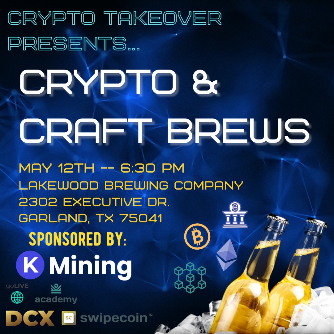 KMining1's tweet photo. Come join us for Crypto and Craft Brews. We are exciting to be sponsoring this event at Lakewood Brewing Company next week. https://t.co/pOEhCbYmeO