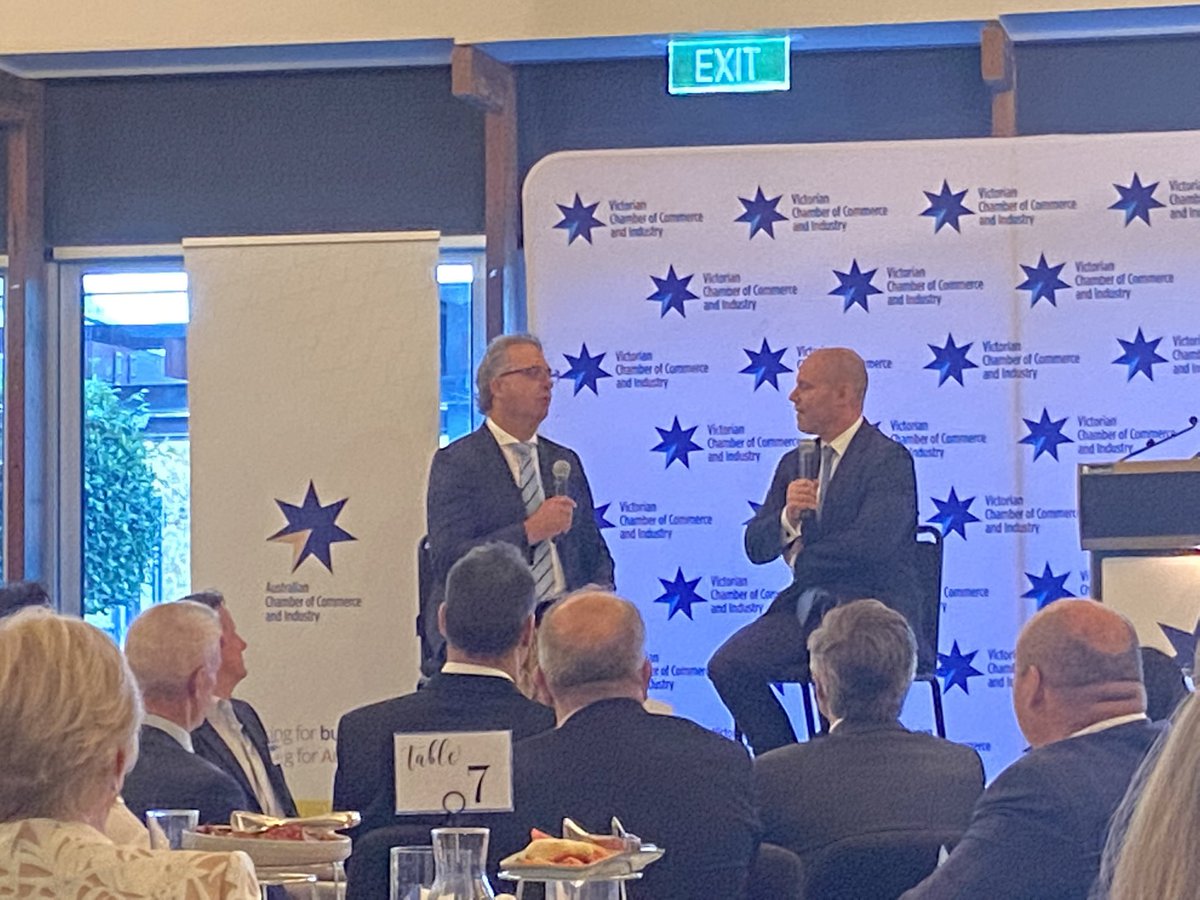 SimoLove's tweet photo. A very relaxed Federal Treasurer @JoshFrydenberg tells @vicchamber CEO Paul Guerra he started his day at 5am on an exercise bike, and was interrupted by his son who found $20 from the tooth fairy! Frydenberg noted he got 50cents as a kid. @SkyNewsAust #springst https://t.co/1maaWAlr6u