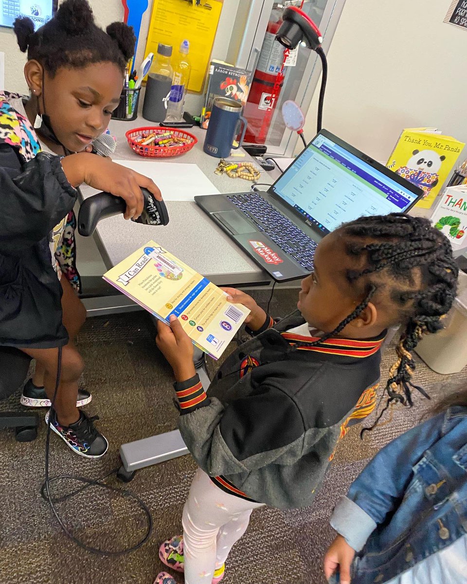 LCE_Lion_Lib's tweet photo. Lion librarians in training! These 2 amazing Kindergarten students saved up enough Lion loot to be  librarian for a day. They each got to choose the classes activity for next week and assisted with book checkout. ❤️🦁📚#LionsPride https://t.co/DcYTtVNhIA