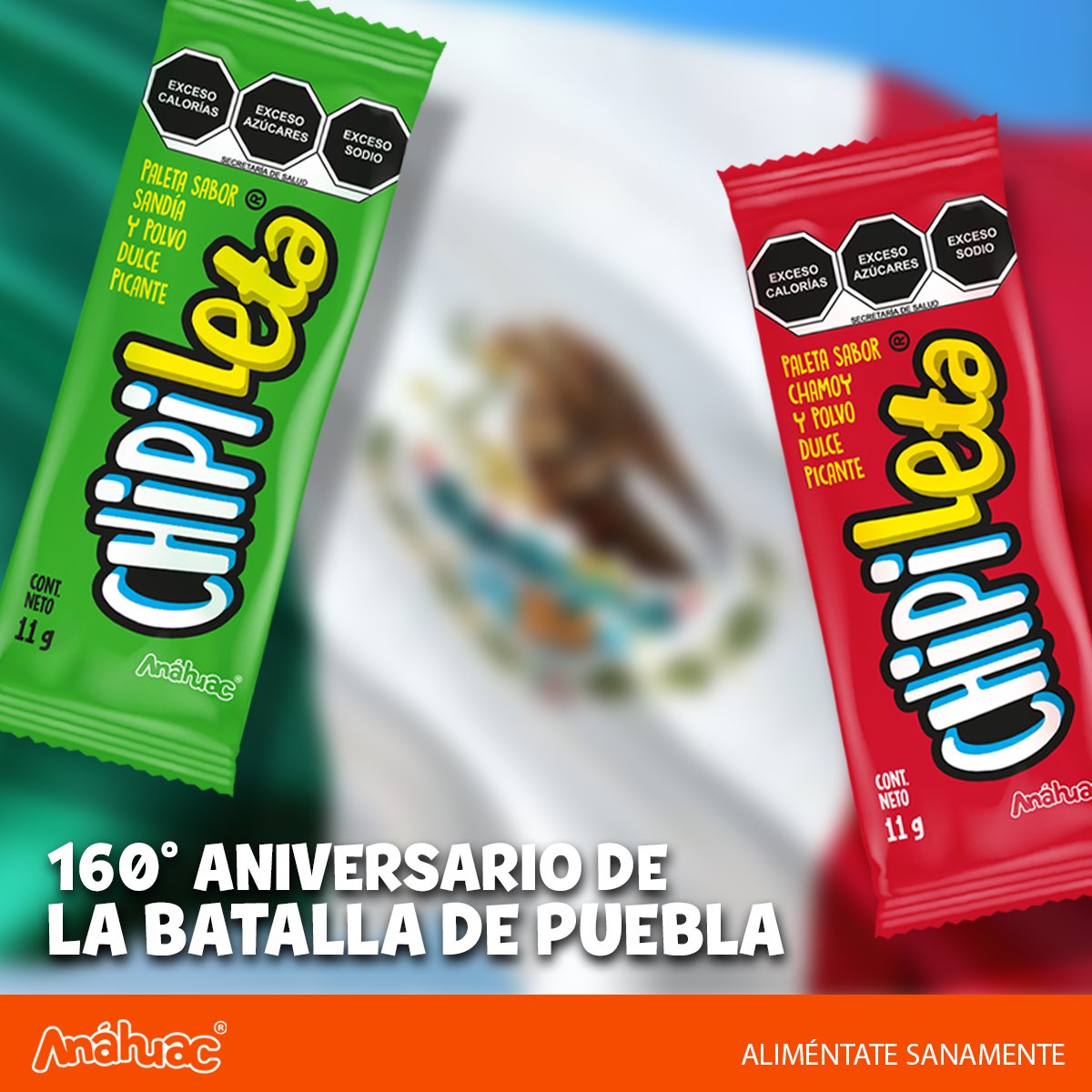 ChipiletaMX's tweet photo. Conmemoremos la batalla de #puebla con una #chipileta en mano 🇲🇽

#batalladepuebla #batalla5demayo #5demayo #grupoanáhuac #dulcesanáhuac https://t.co/NO4355ZppB