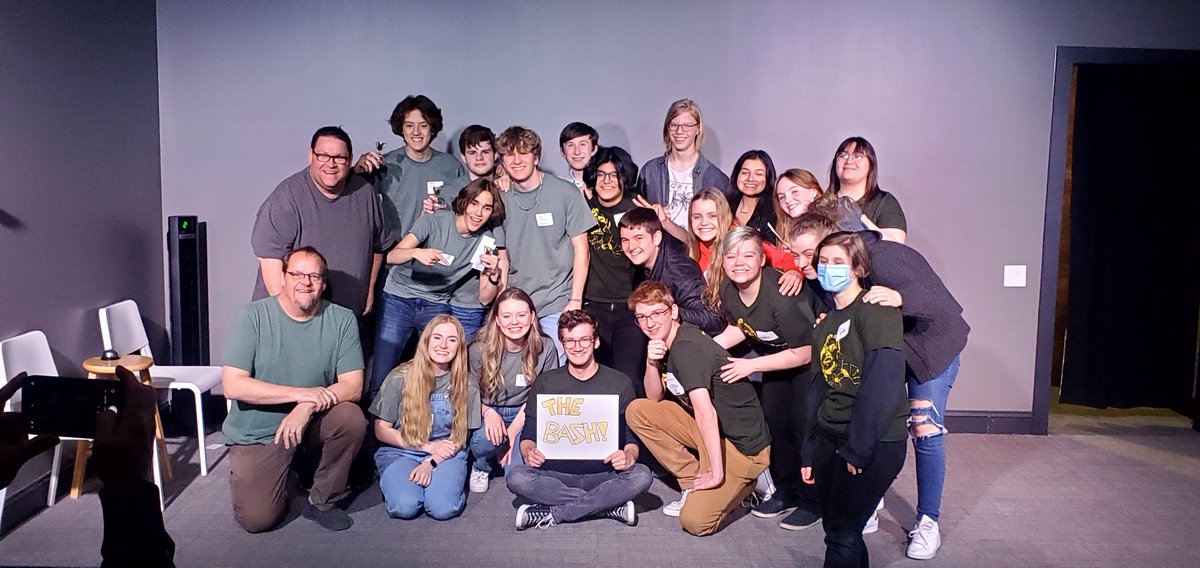 WarriorTheater's tweet photo. Warrior Theatre Year-in-Review #2 The BASH! is an annual event at Westside for HS improv comedy troupes from around the area to make sweet sweet improv. Huge shout-out to @bigcanvascomedy for running weekly bootcamps and hosting The BASH at their venue! #GodsLandline https://t.co/Vd8UFxGkWJ