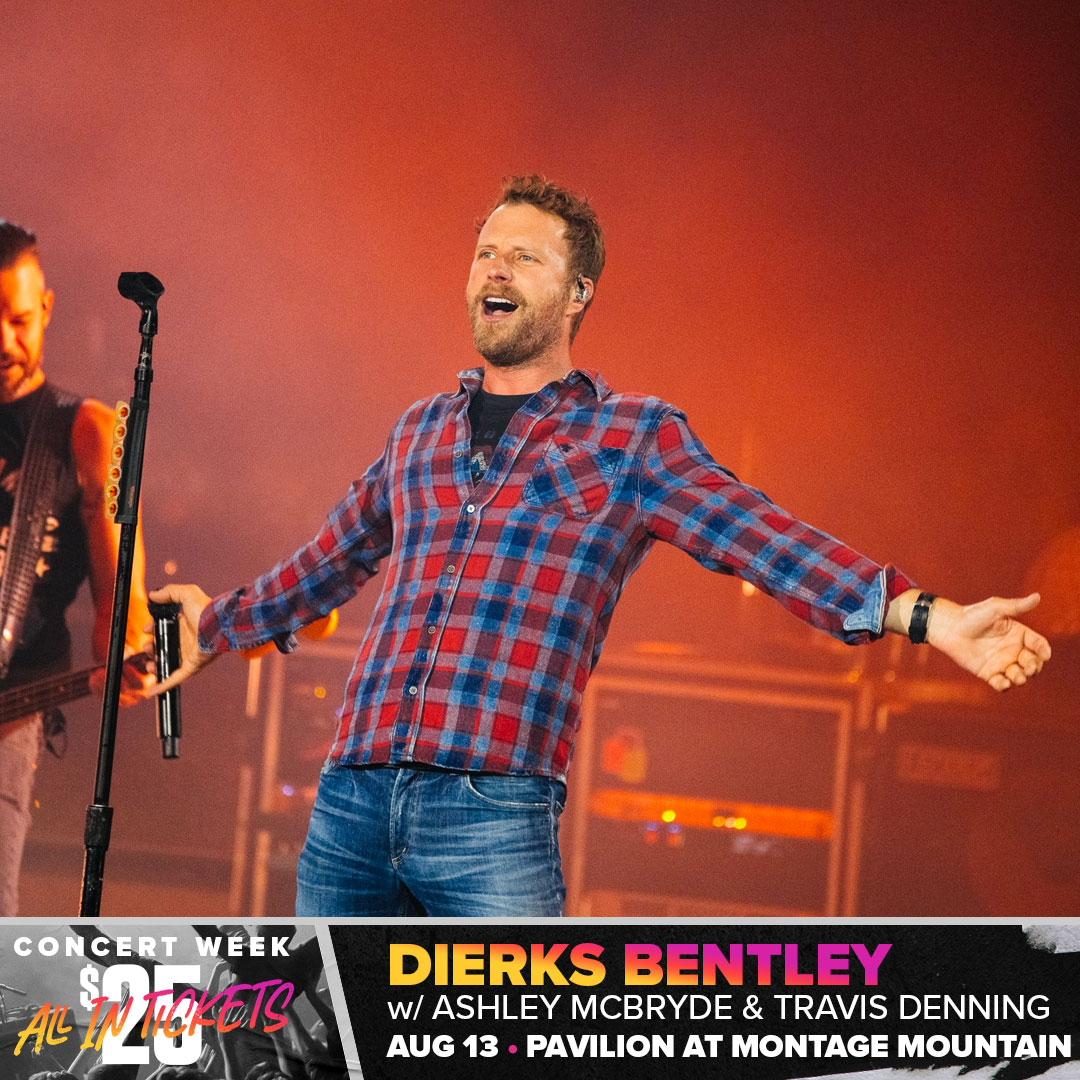 $25 tix on us! 🤠 Grab your tickets to @DierksBentley at Montage on August 13! Do Concert Week right 👉 bit.ly/3quk0hg